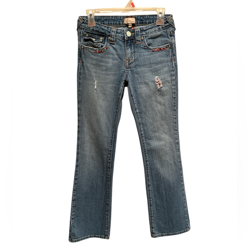 Vigoss Light Blue Bootcut Jeans with Colorful Embellishments - Size 5/6
